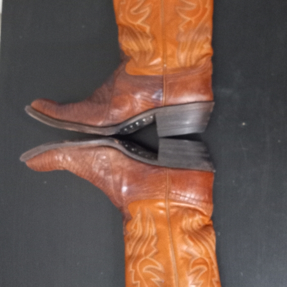 Justin 9.5D Mens Lizard Classic Western Boots Tan Style 8306 - Picture 2 of 15